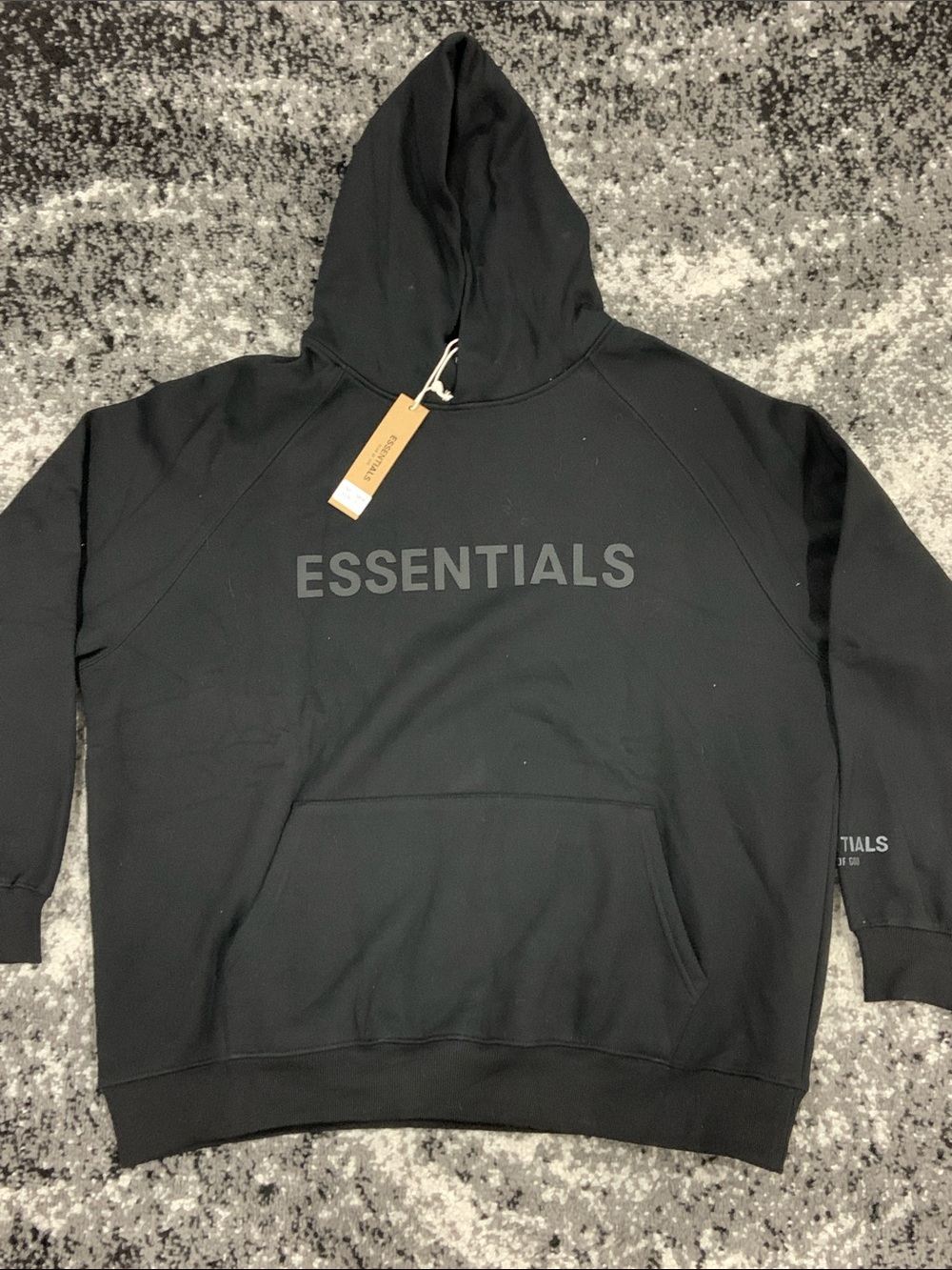 Essentials Fear of God Black Front Logo Hoodie Pullover Mens Sizes S, M L
